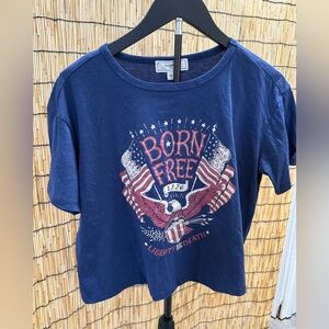 Navy "Born Free" Graphic Tee